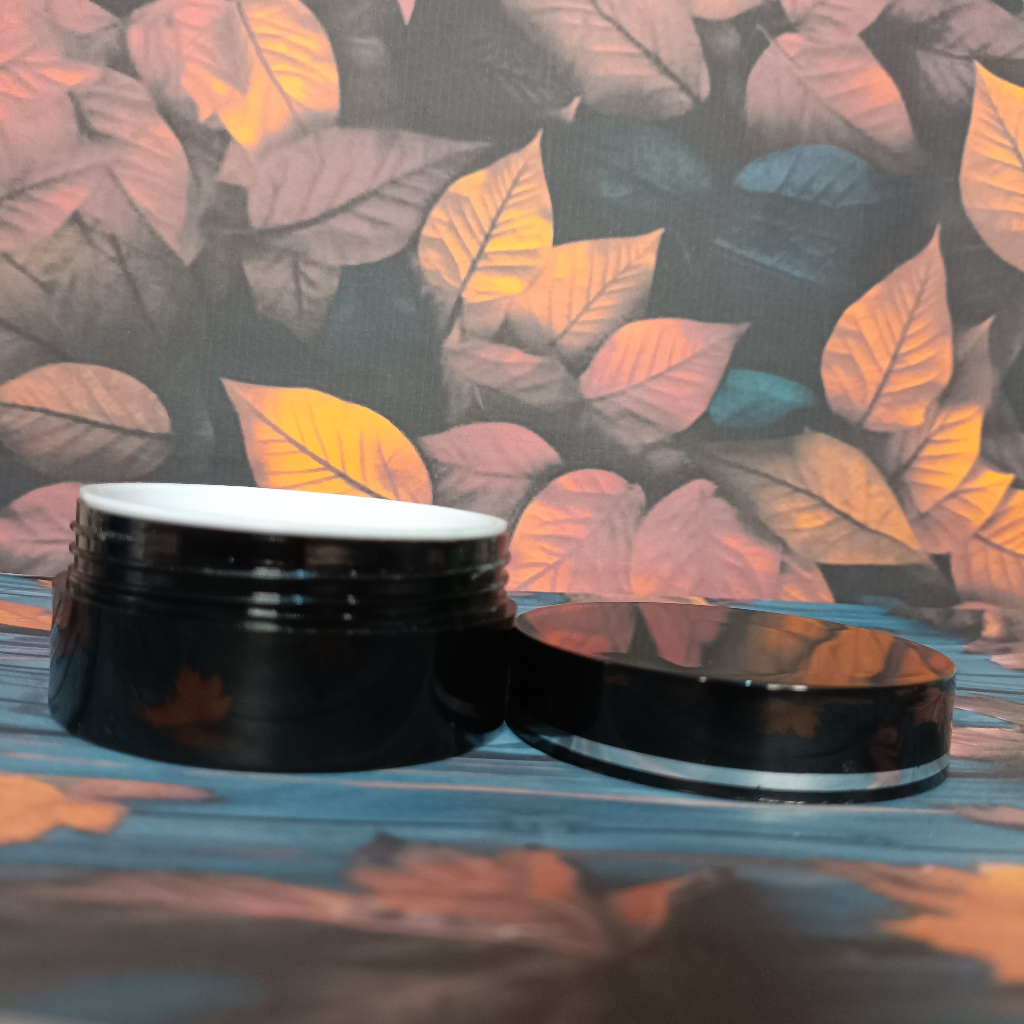Pot Klasik Travel Bedak Tabur 20Gr Hitam Hitam List Silver