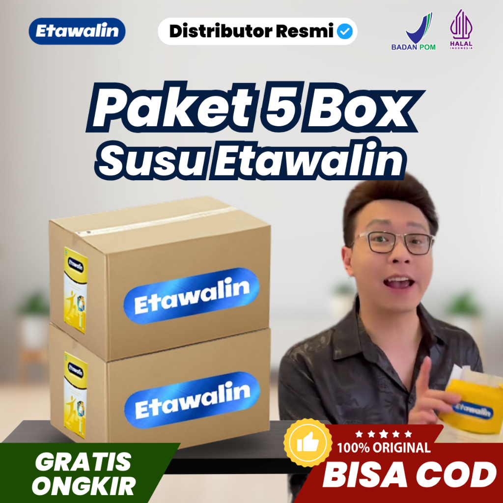 

Etawalin 5 Box Susu Kambing Etawa Original Terapi Nyeri Sendi Atasi Asam Urat Rematik Jaga Kepadatan Kesehatan Tulang Cegah Masalah Osteoporosis Pengeroposan Halal BPOM Gratis Ongkir COD