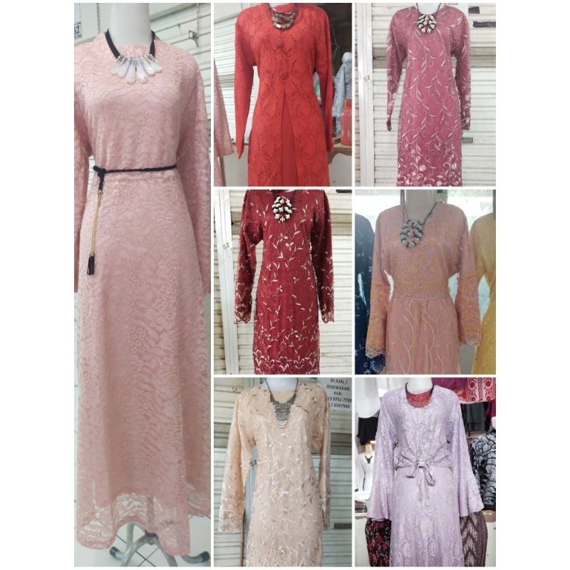 PROMO GAMIS BROKAT SERAGAMAN / Gamis brokat tile tingkat susun / gamis tile bordir / gamis wisuda / 