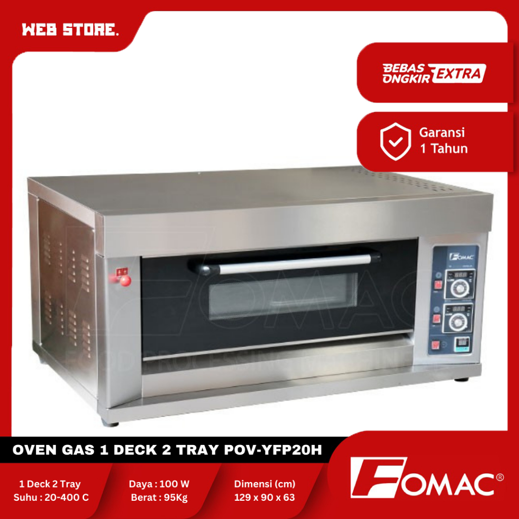 Mesin Gas Oven Pemanggang Pizza Oven 1 Deck 2 Tray POV-YFP20H FOMAC