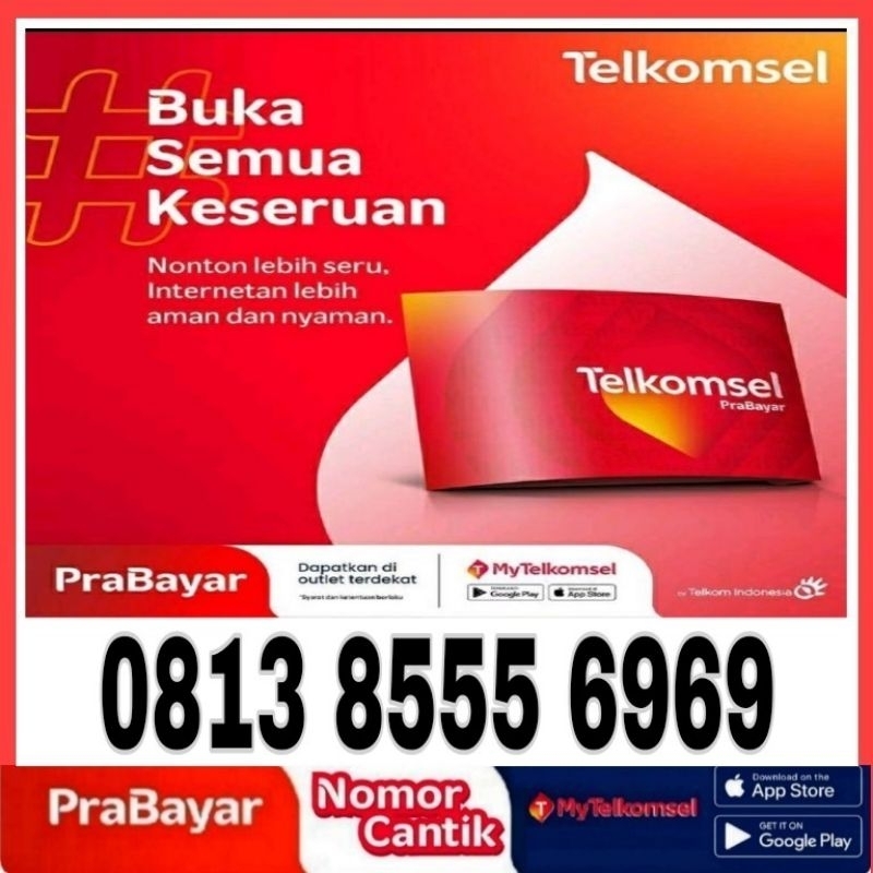 NOMOR CANTIK TELKOMSEL SIMPATI 4G LTE O813 8555 6969