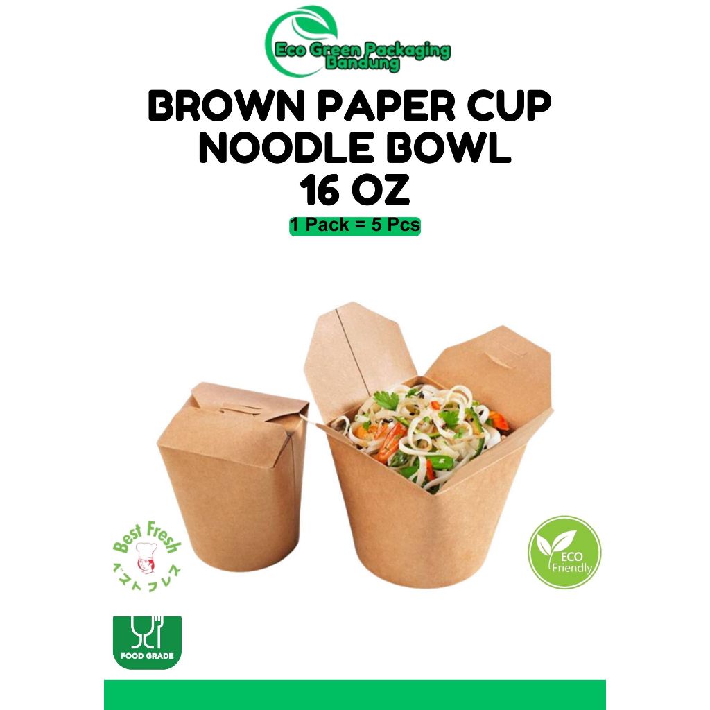 Noodle Kraft Bowl Isi 5pcs | Brown Kraft Paper Bowl | Kraft Food Pail | Kraft Noodle Cup
