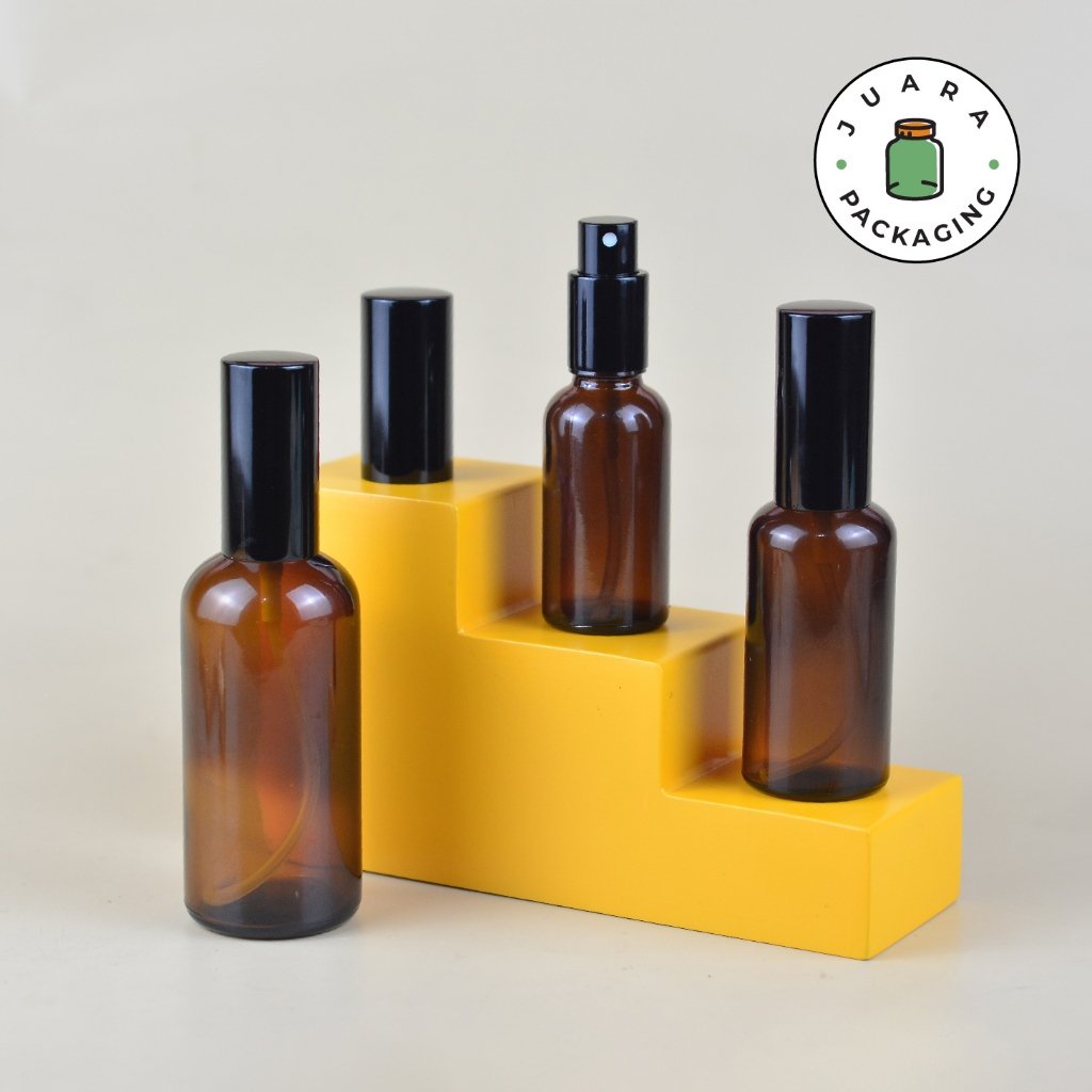 Botol Spray Kaca 30ml 50ml 100ml Botol Parfum Amber Spray Hitam Kaca Tebal Spray Plastik Untuk Perfu