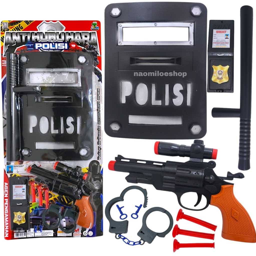 Mainan anak polisi tameng set borgol mainan police dan tameng anak peran police