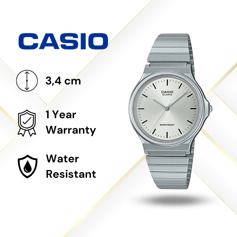 JAM TANGAN WANITA CASIO MQ-24D-7E ORIGINAL - MQ24D SILVER CASIO ORIGINAL