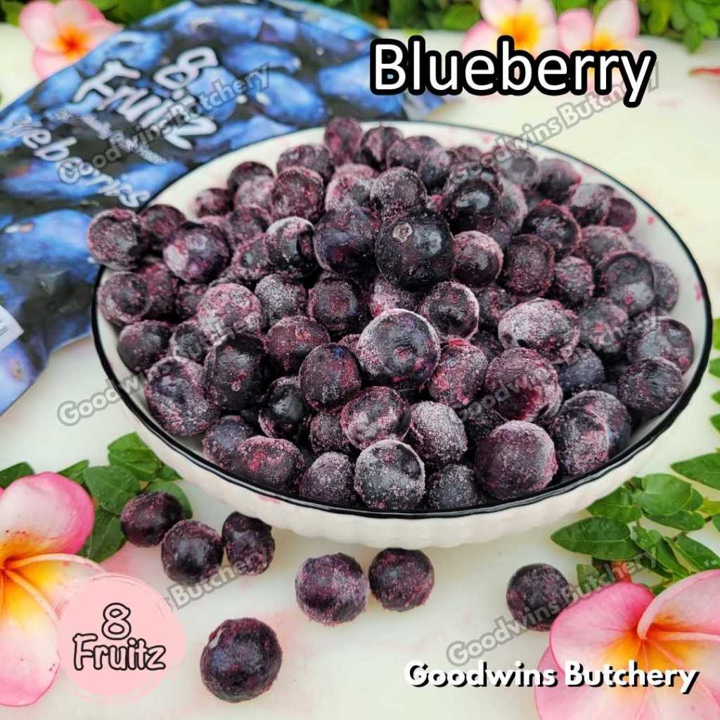 

Frozen fruit IQF BLUEBERRY 8 Fruitz imported buah beku BLUE BERRY 8Fruitz 500g