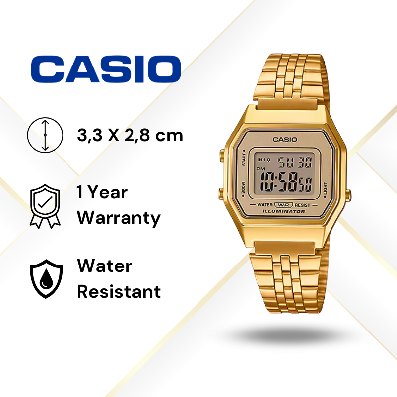 JAM TANGAN WANITA CASIO LA-680WGA-9 ORIGINAL - LA680WGA GOLD CASIO ORIGINAL