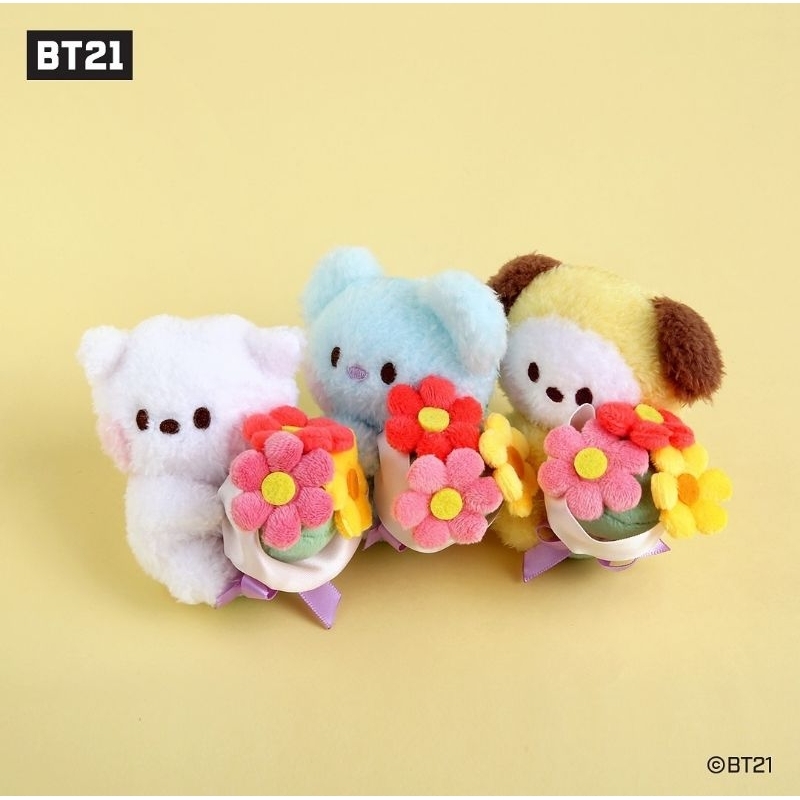 Open po official bt21 minini plush keyring bouquet gantungan kunci tas