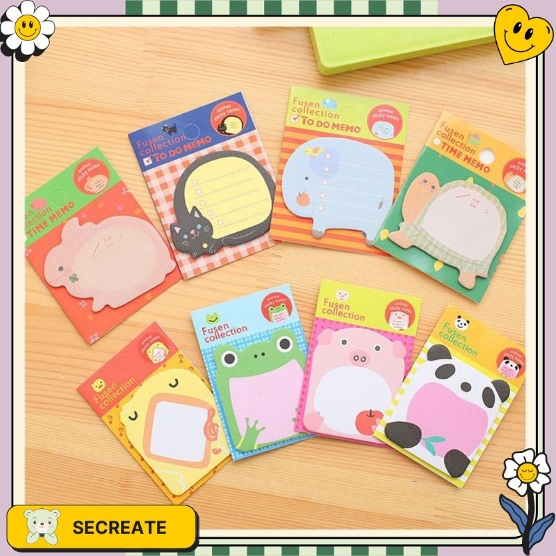 

SECreate Sticky Notes Motif Hewan Lucu Memo Animal Cute Aesthetic Catatan Penting Alat Tulis Stationary Tempelan Sticker Notes