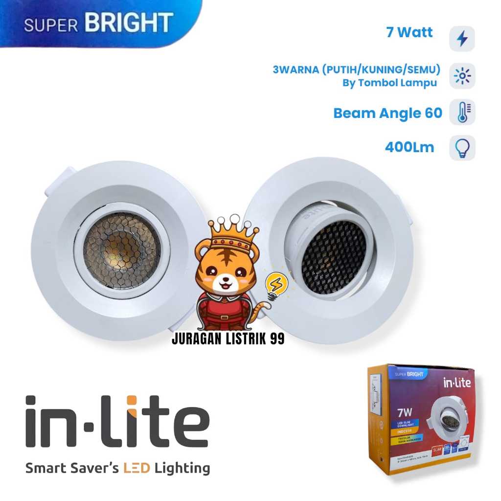 INLITE - LAMPU SPOTLIGHT LED INBOW INLITE INDC234 7WATT TRICOLOR / DOWNLIGHT / SPOTLIGHT INBOW / LED