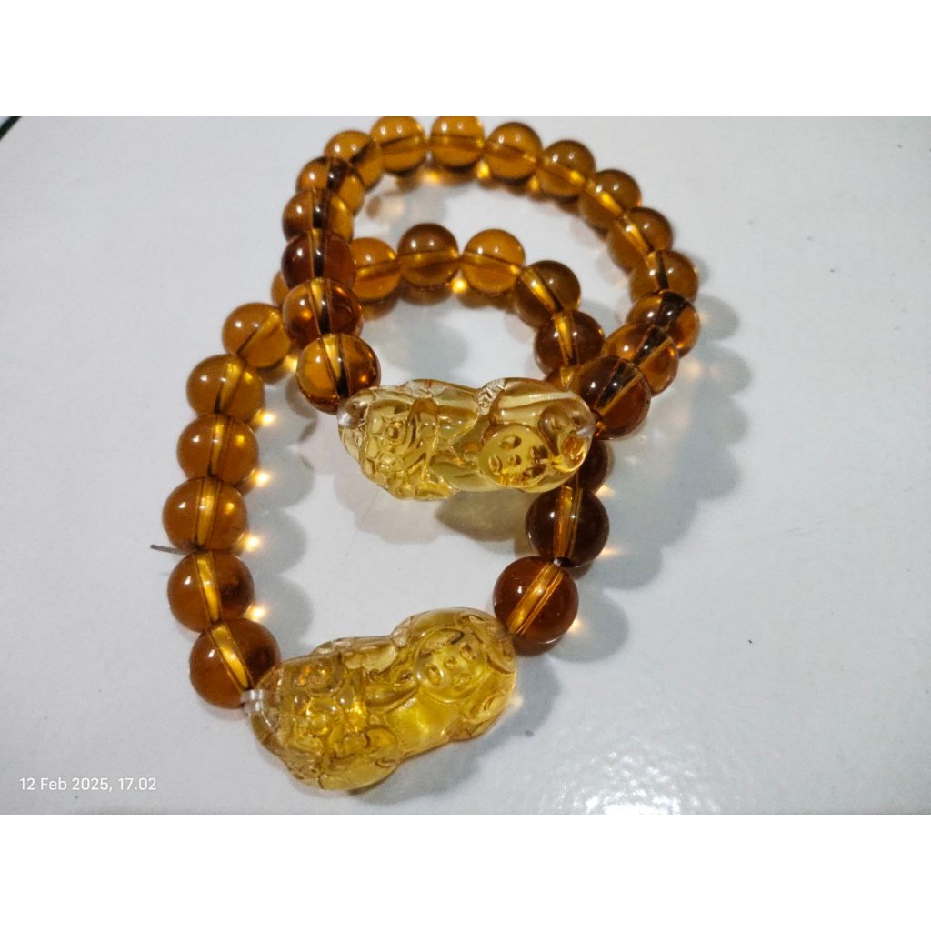 Gelang Giok Citrine Pixiu Hoki