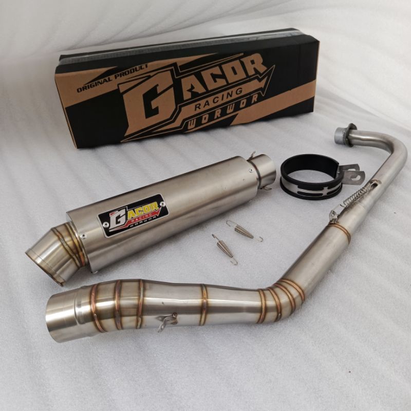 Original 100% knalpot racing Gacor bulat pdk leher kolong bass adem pnp motor bebek ,vega lama/r new