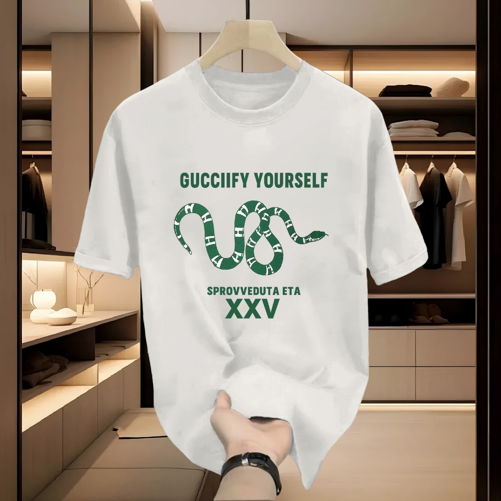 Kaos GUCCI 100% Cotton Heavyweight T-shirt musim panas katun baru versi Korea pria versi Korea dari 