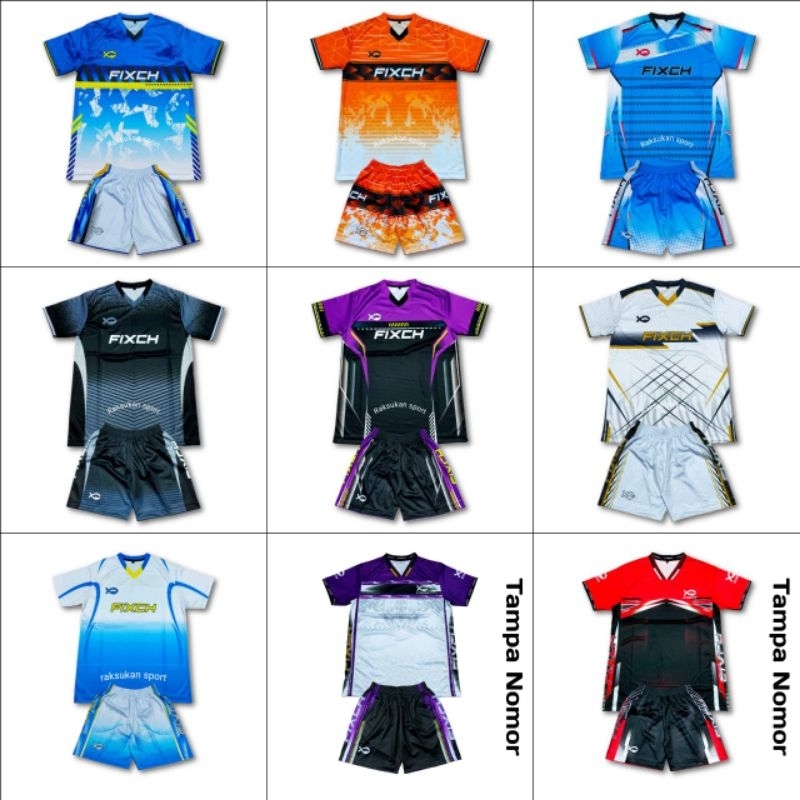 Baju Jersey Stelan Voli Volly Pria Full Printing Tanpa Nomor Punggung Setelan Olahraga Baju Celana J