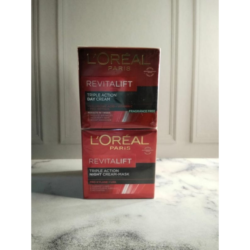 (PAKET HEMAT) REVITALIFT TRIPLE ACTION DAY & NIGHT CREAM - 50ML