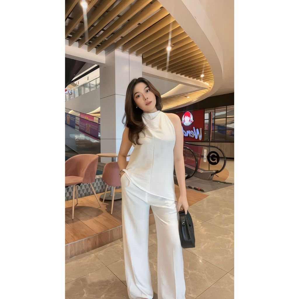 NEW GNY One Set - Setelan Korean Atasan dan Bawahan Wanita - Top Baju Wanita dengan Tali & Lengan Pe