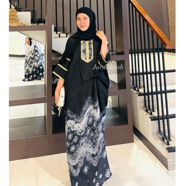 Kaftan Jumputan kecubung/kaftan jumputan viscose palembang