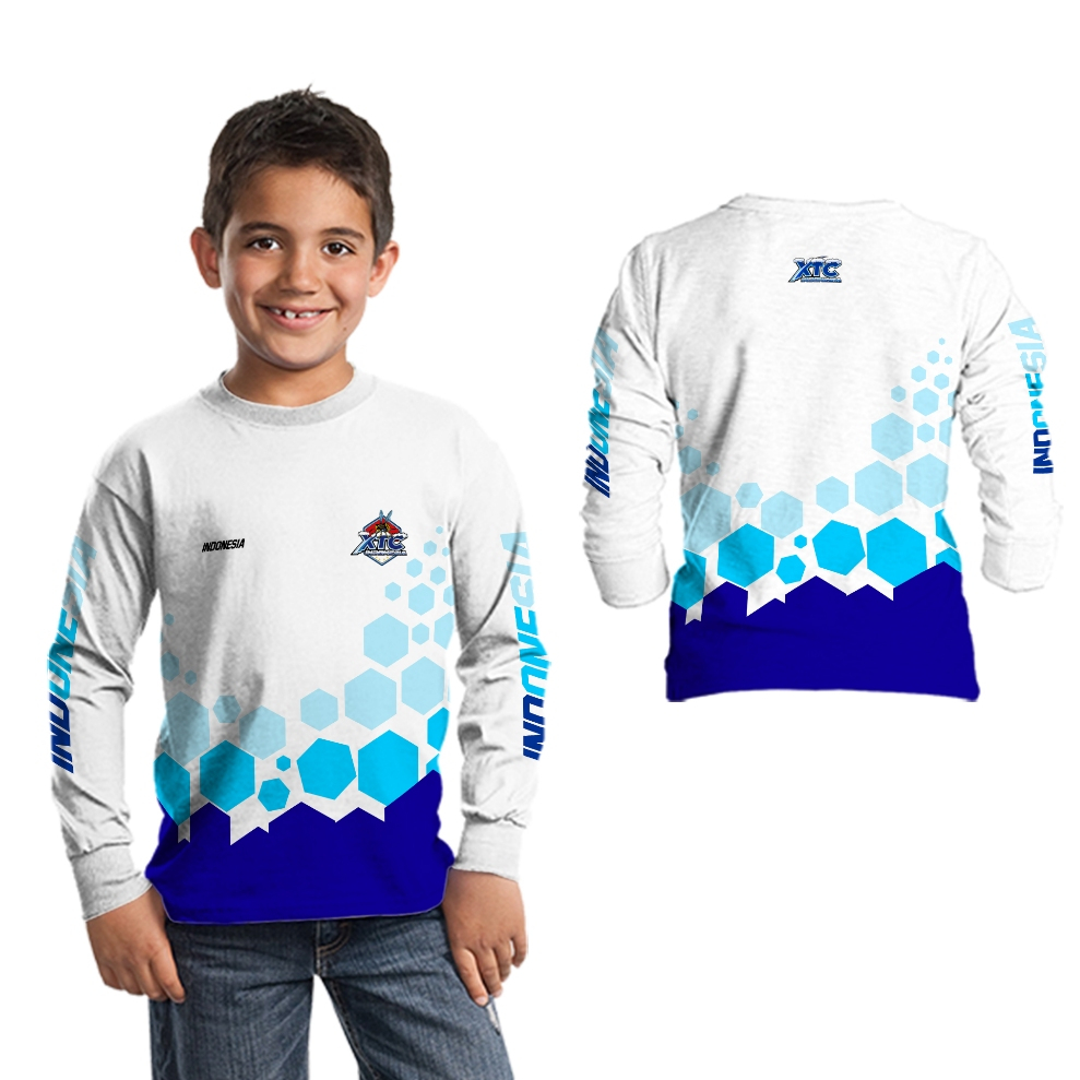 XTC INDONESIA Baju Kaos Anak Tangan Panjang Fullprint Free Name
