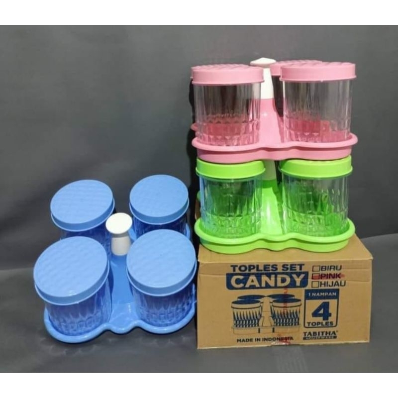 Toples Nampan Set 4 Candy/Toples Plastik isi 4 toples Candy termurah