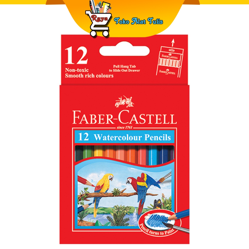 

Faber Castell Watercolour pencils parrot / Pensil warna pendek 12 warna 114461