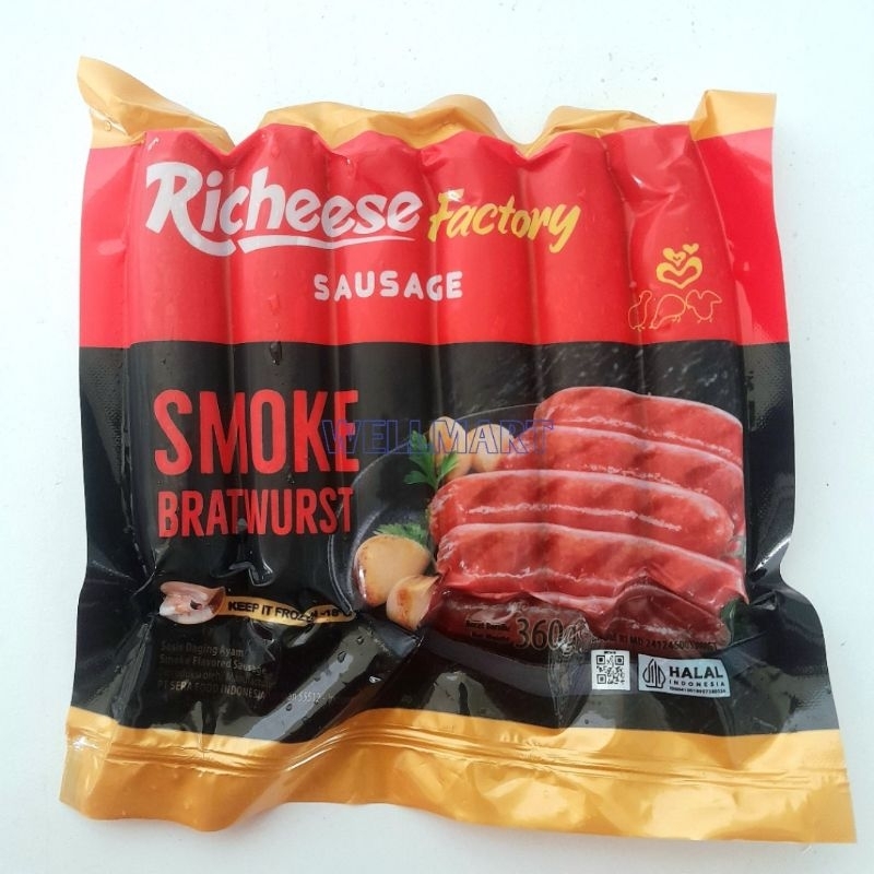 

Richeese Smoke Bratwurst Sausage Isi 6 Pcs 360gr Sosis Daging Ayam