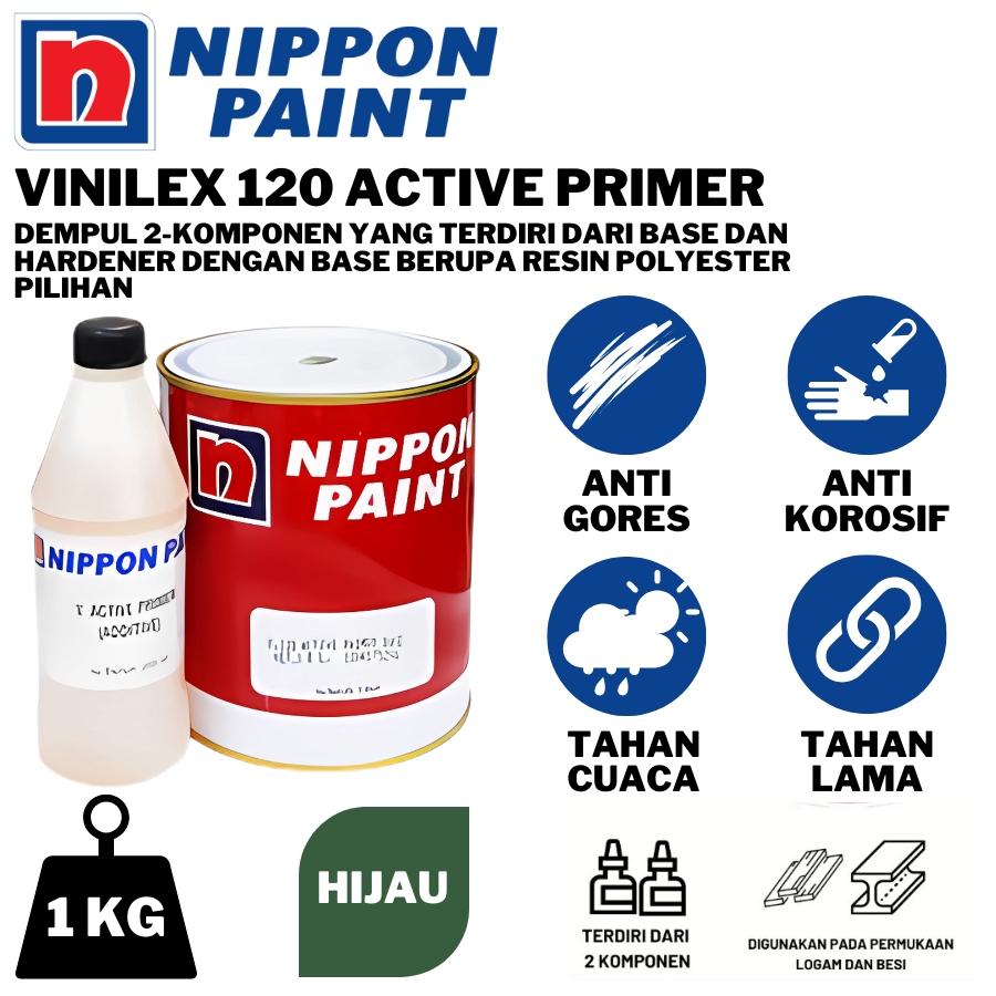 NIPPON ACTIVE PRIMER V120 CAT DASAR BESI GALVANIS  CAT DASAR ALUMINIUM CAT DASAR KALVANIS