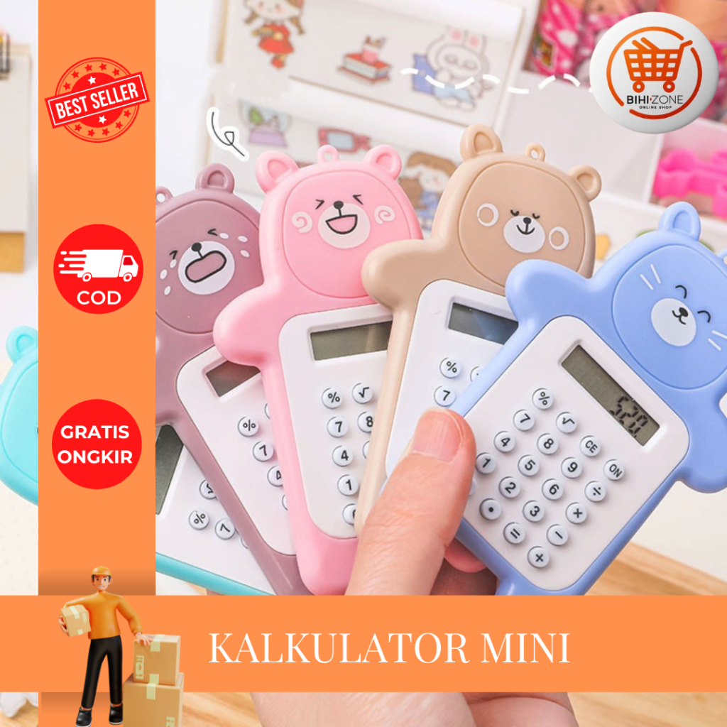 

Gantungan Kalkulator Mini / Kalkulator Motif Beruang Mini / Kalkulator Mini 8 Digit Tombol Karet
