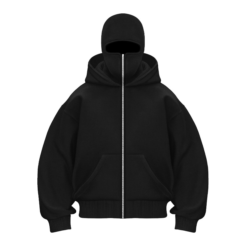 HOODIE BALACLAVA Zipper Jaket Hoodie Boxy Hitam Ninja Balaclava