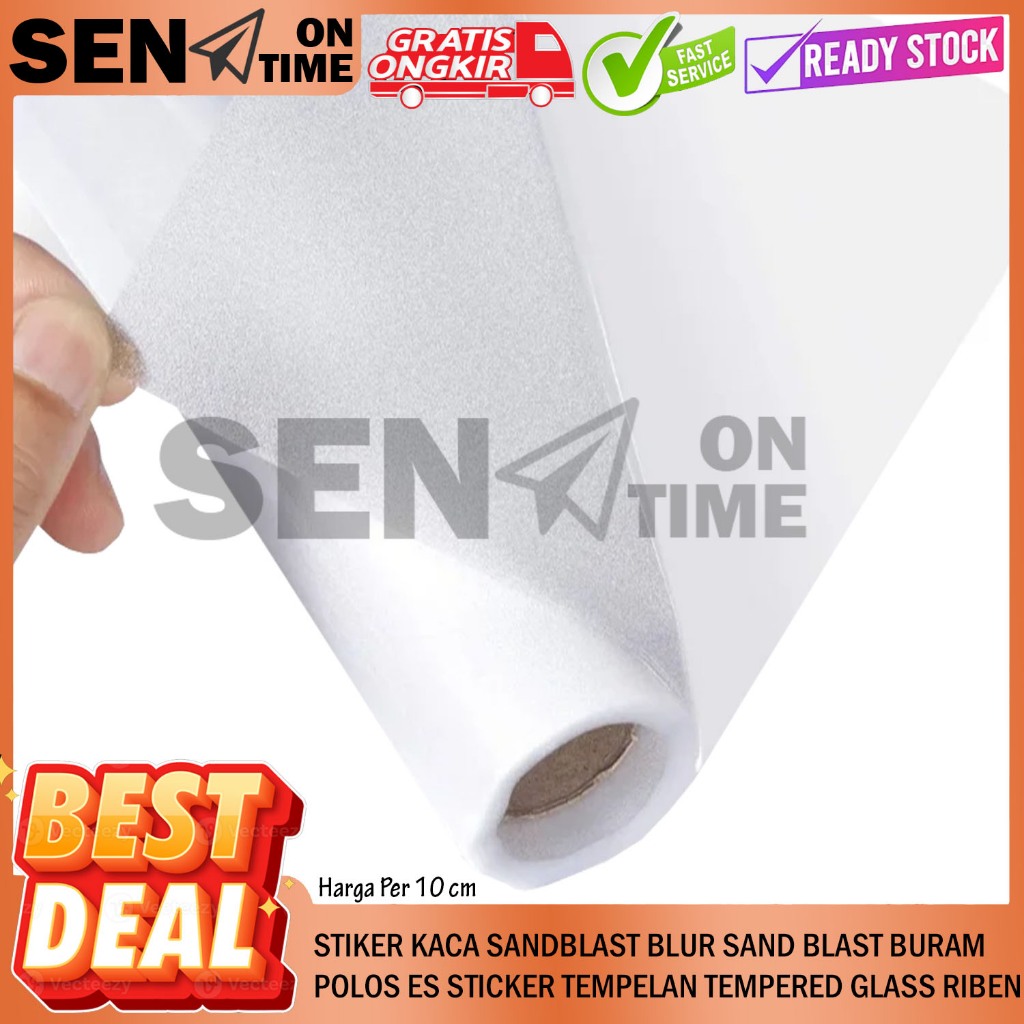 Stiker Kaca Buram Per 10cm Sandblast Polos Setiker Motif Blur Rumah Kantor Sand Blast Es Sticker Tem
