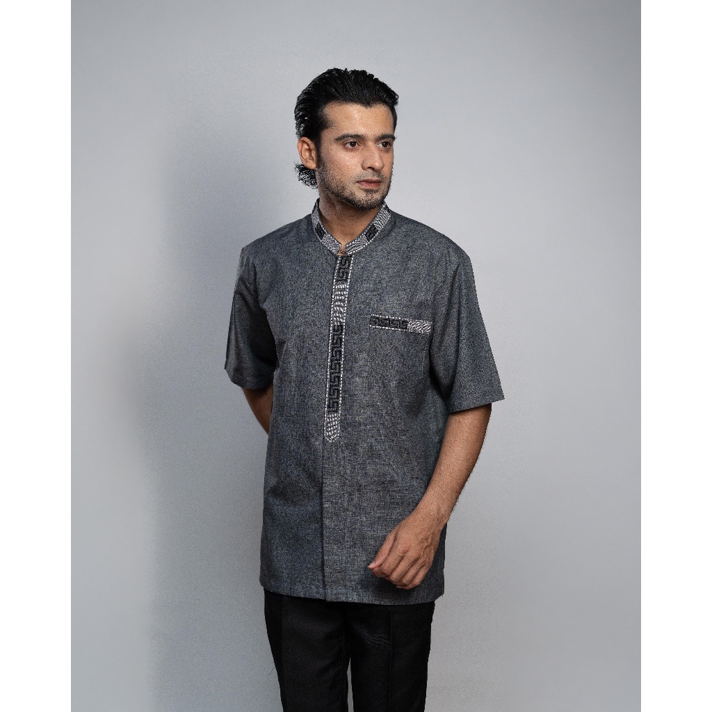 FREE ONGKIR BAJU KOKO PRIA DEWASA MOTIF BORDIR LENGAN PANJANG BAHAN KATUN MADINAH PREMIUM MUSLIM
