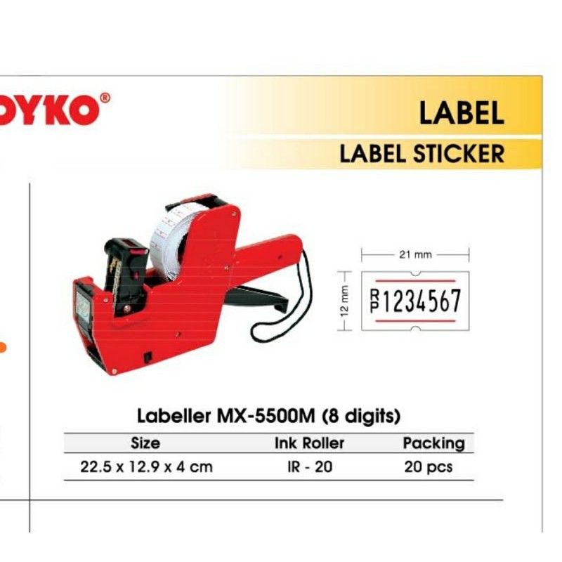 

Alat Label Harga / LABELLER 1 Baris ( 8 Digit ) JOYKO