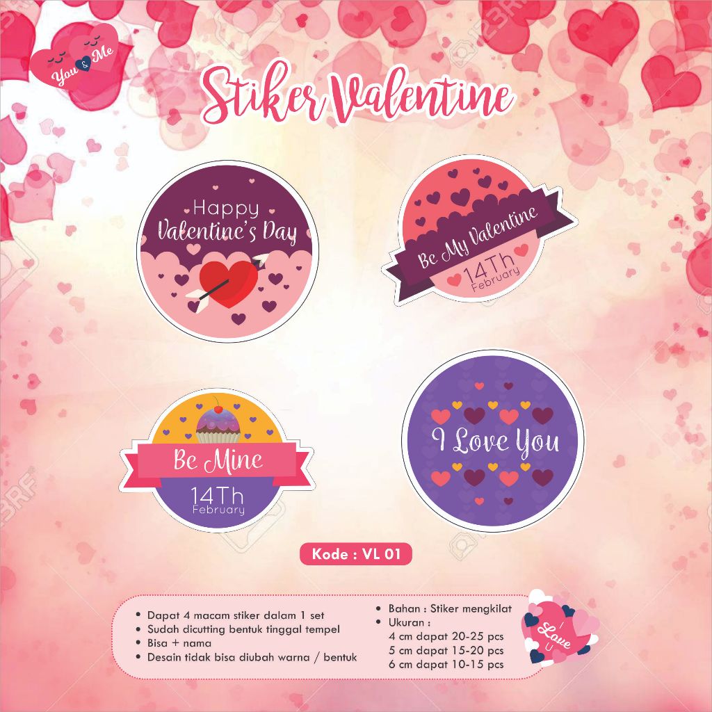 

Stiker Valentine Cromo / Cinta / Love / Cutting Stiker