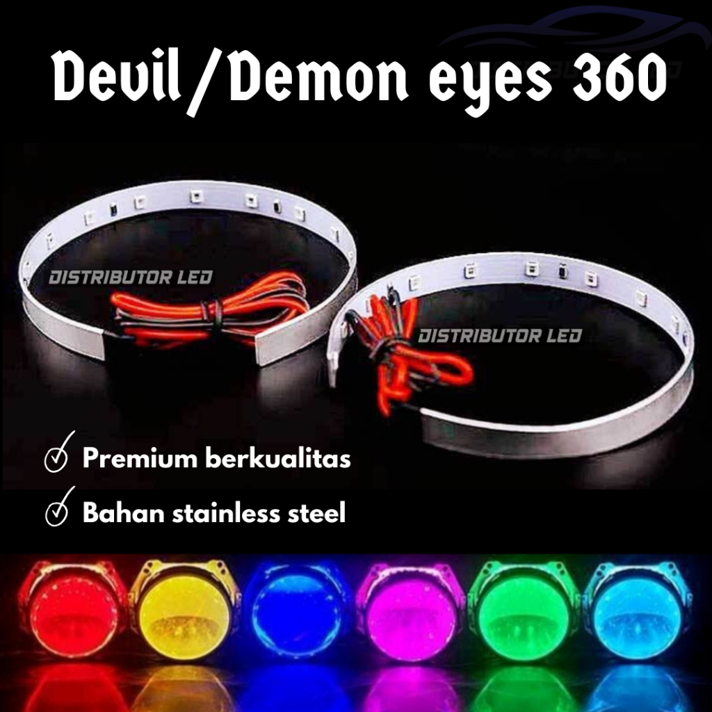 Lampu Led Demon Devil Eye 360 12 Volt 15 Led Demon Eye Biled Projector 2.5/3.0 Inch