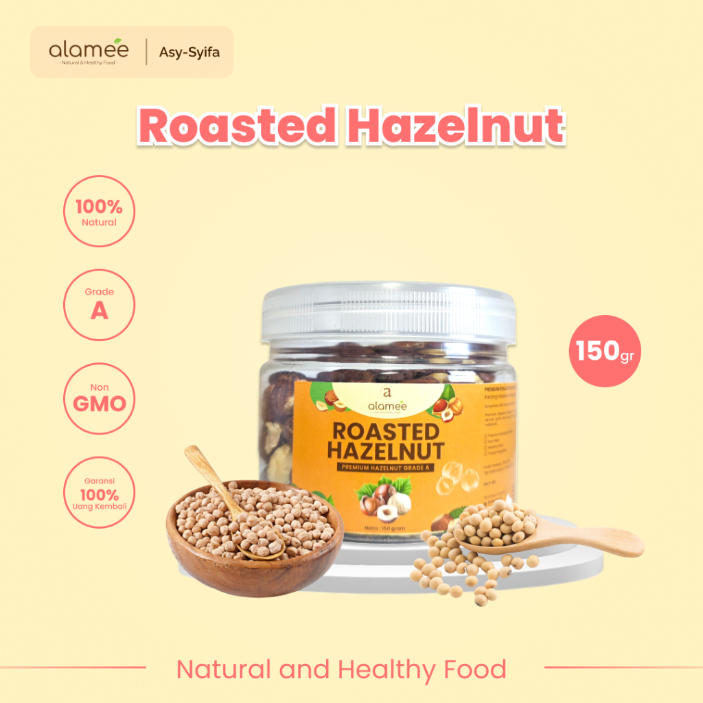 

ALAMEE Kacang Hazelnut Panggang Hazelnut Roasted Cemilan Sehat Rendah Kalori Kacang Kemiri 150gr
