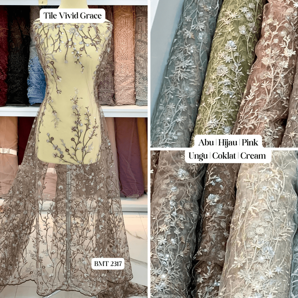 Tile Vivid Grace 3 Tone | Kain Motif Bunga 3 Warna BMT 2317