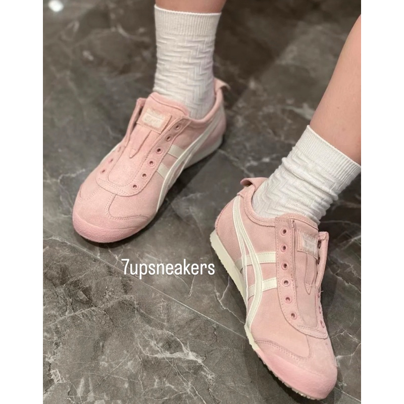 Sepatu Onitsuka Slip On Suede Pink White
