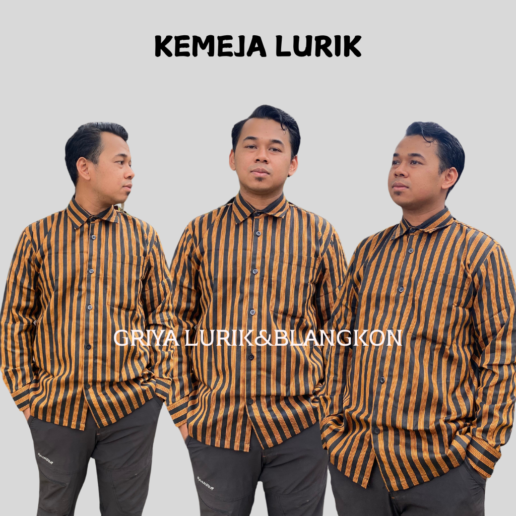 Baju Jawa Kemeja Lurik  Pria Dewasa Lengan Pendek Lengan Panjang Bahan Tenun Halus