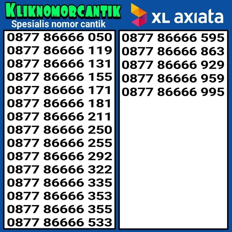 nomor cantik XL 4G&5G kartu perdana XL seri 6666 A2
