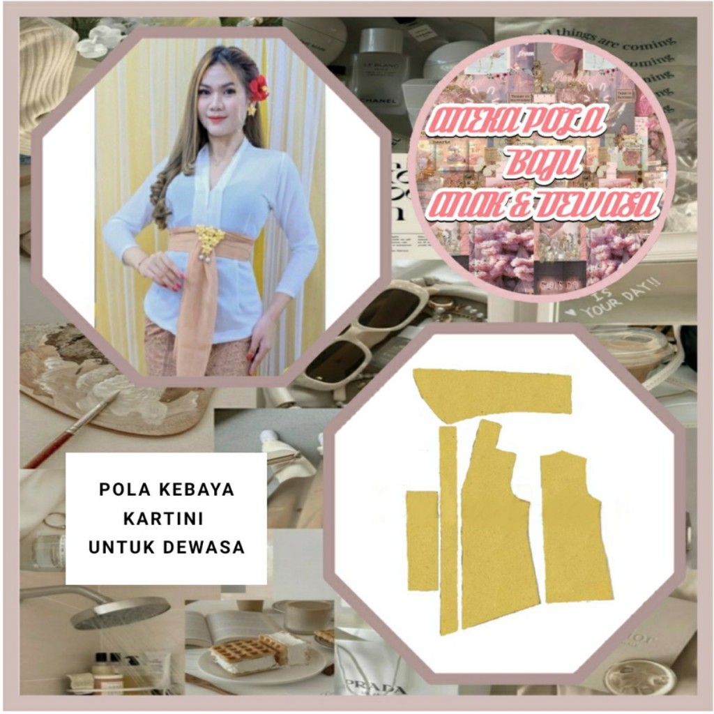Pola Kebaya Kartini Dewasa | Pola Instan Kebaya Kartini | Pola Jiplak | Pola Jahit |