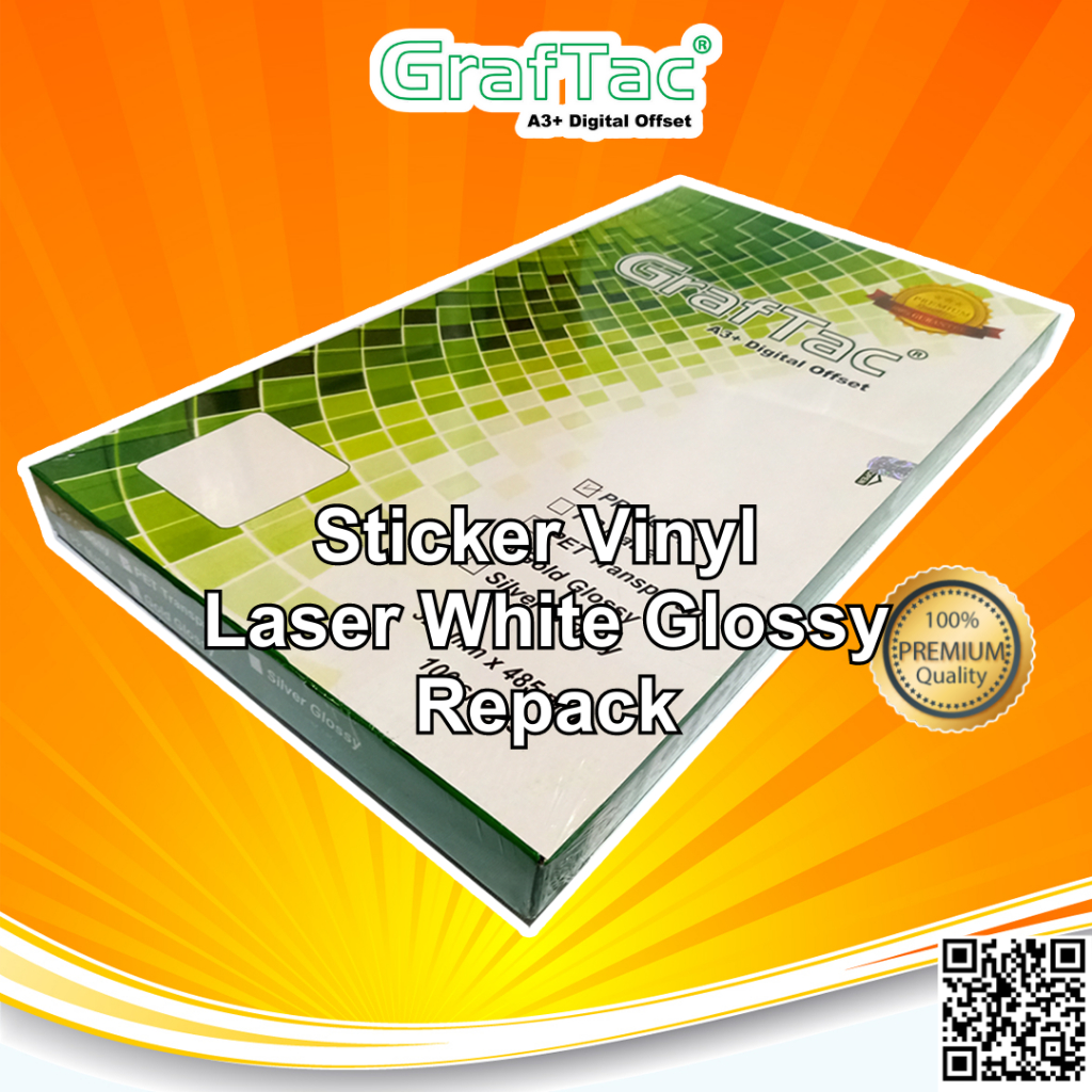 

Graftac Sticker Vinyl A3+ PP White Gloss Matte/PET Gloss Transparan Stiker Digital Print Repack 25