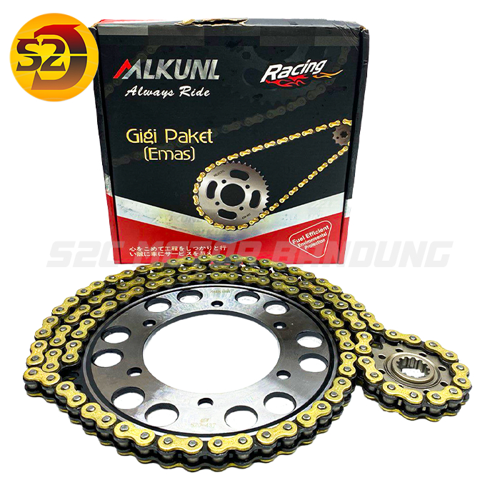 GIRSET GEAR PAKET GEARSET YAMAHA R25 GOLD MODEL SSS 14T/43T 520HG-112L MERK MLKUNL