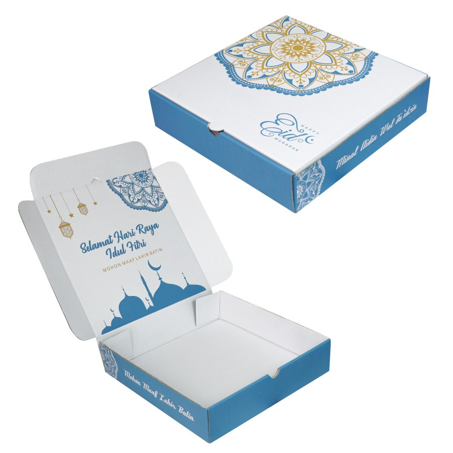 

5 Pcs Dus Toples Kuker 250gr isi 4 Box Hampers Kuker Idul Fitri Biru Mubarak 25x25x5