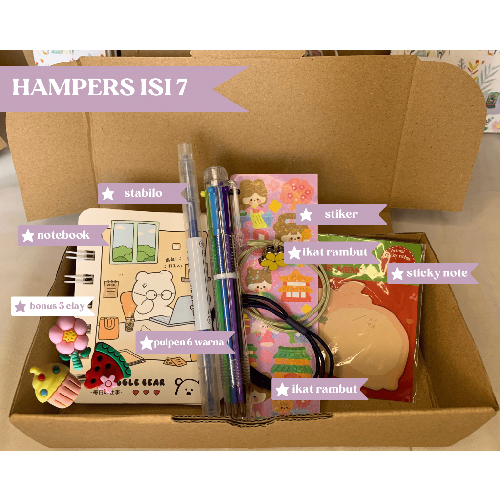 

HAMPERS ALAT TULIS ISI 7 / GIFT BOX ALAT TULIS / SOUVENIR ALAT TULIS / PAKET ALAT TULIS / HAMPERS ATK / GIFTBOX ATK / SOUVENIR ATK / KADO ALAT TULIS