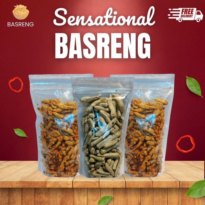 

600Gram Stik Basreng Mix 200Gram Original & 400gr Pedas Daun Jeruk Sensational Baso Goreng Renyak Kriuk Cemilan Snack