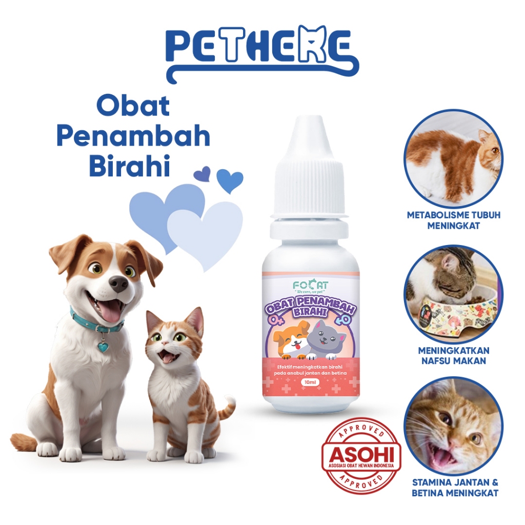 [ASOHI CERTIFIED] PET THERE Obat Penambah Birahi Kucing Anjing 10ML N29 Obat Tetes Penambah Stamina 