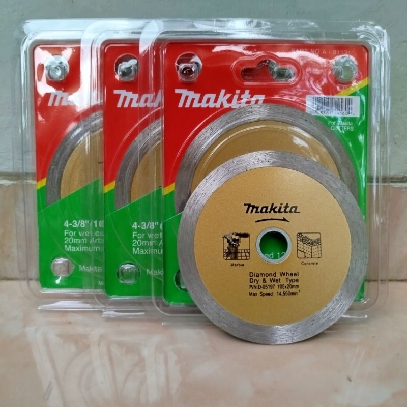 Makita 4-3/8" (105mm) Diamond Blade, Mata Potong, Wet Cutting, 20mm Arbor, 13900 RPM, Diamond Disc, 