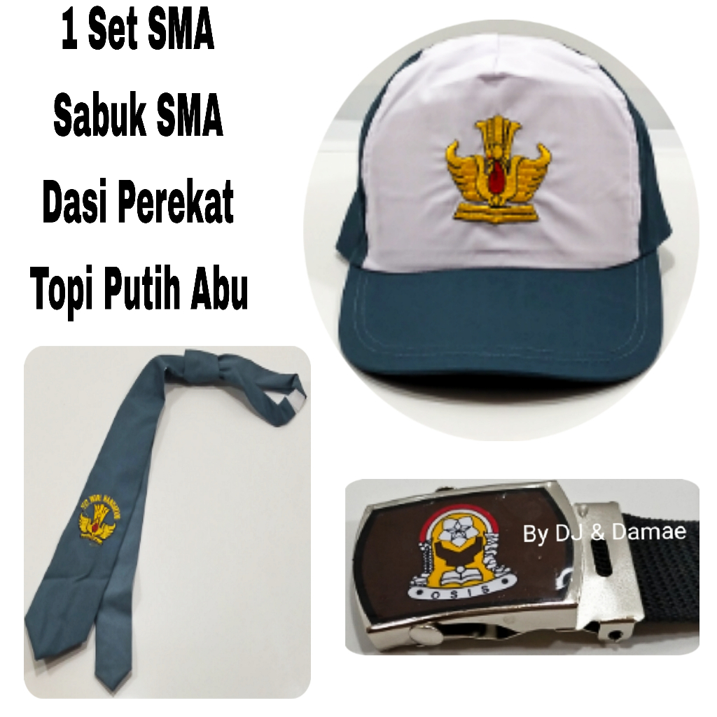 Set Lengkap Topi Dasi Sabuk SMA