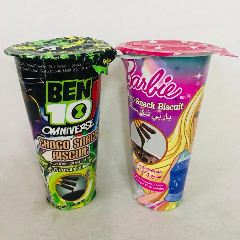 

[HALAL] Ben 10 / Barbie Choco Snack Biscuit with Choco Cream45gr Nyam Nyam Biskuit