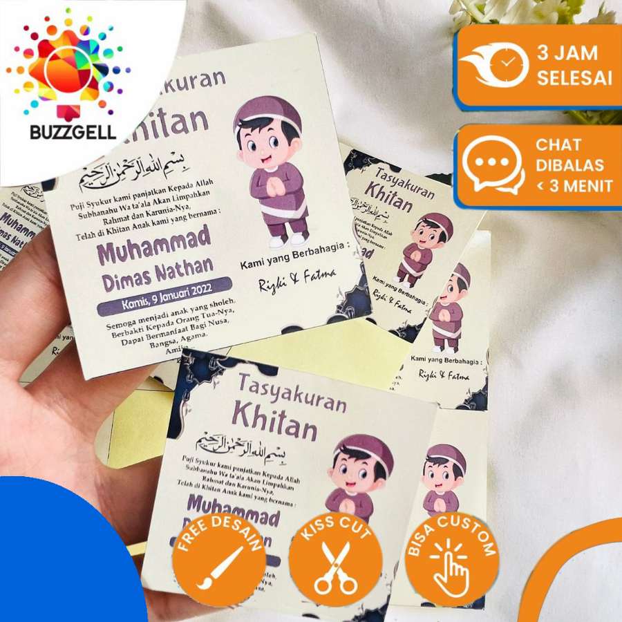

2-6 STIKER LABEL KARTU TASYAKURAN KHITAN SYUKURAN WALIMATUL KHITAN STIKER SUNATAN BAHAN CHROMO