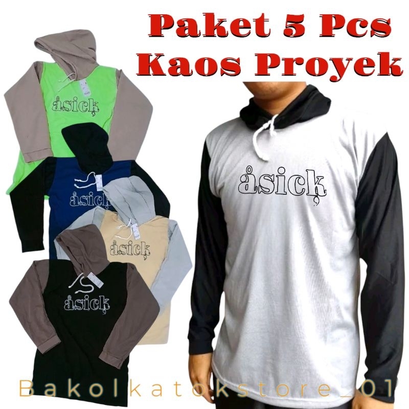 Paket 5 Pcs - Kaos Tani asick Kupluk Kombinasi Lengan Panjang Kaos Pria Kaos Petani Kaos Basahan Ker